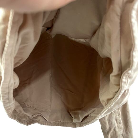 Abercrombie & Fitch Motorcycle Style Jacket M Tan Cotton Asymmetrical Zip - Picture 5 of 8